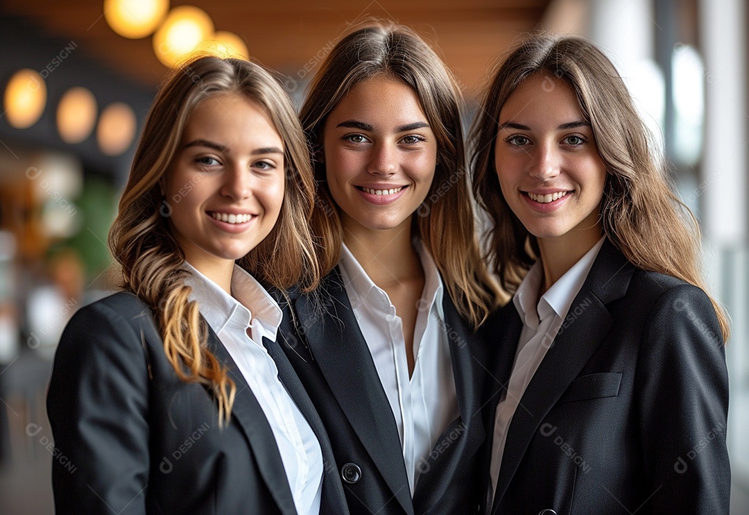 Mulheres empresárias sorridentes em trajes profissionais