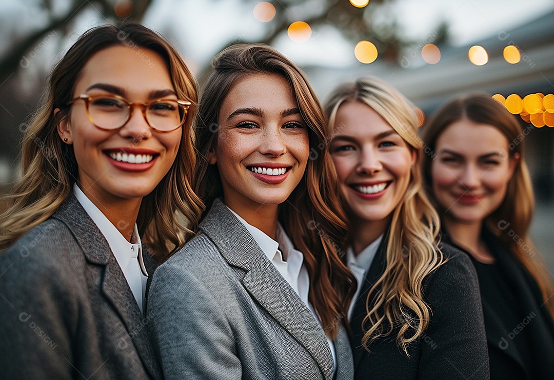 Mulheres empresárias sorridentes em trajes profissionais