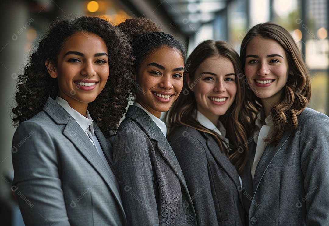 Mulheres empresárias sorridentes em trajes profissionais
