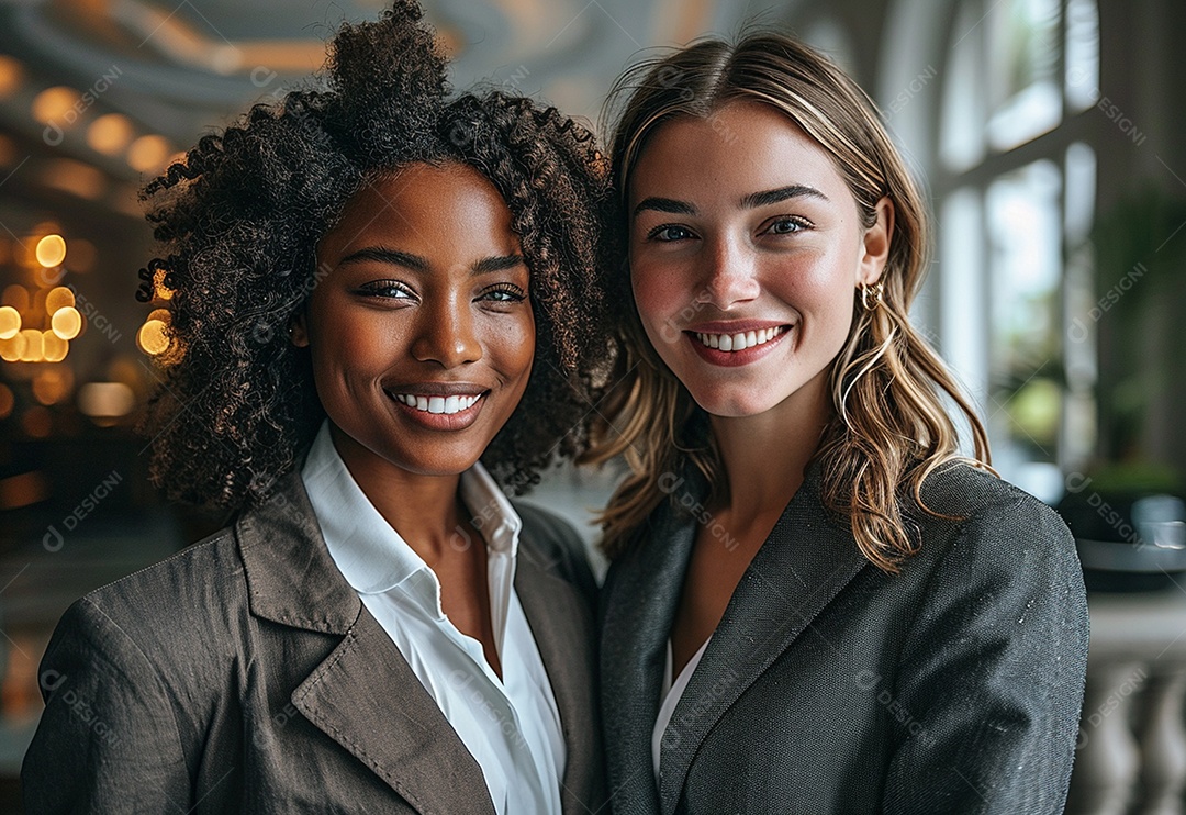 Mulheres empresárias sorridentes em trajes profissionais