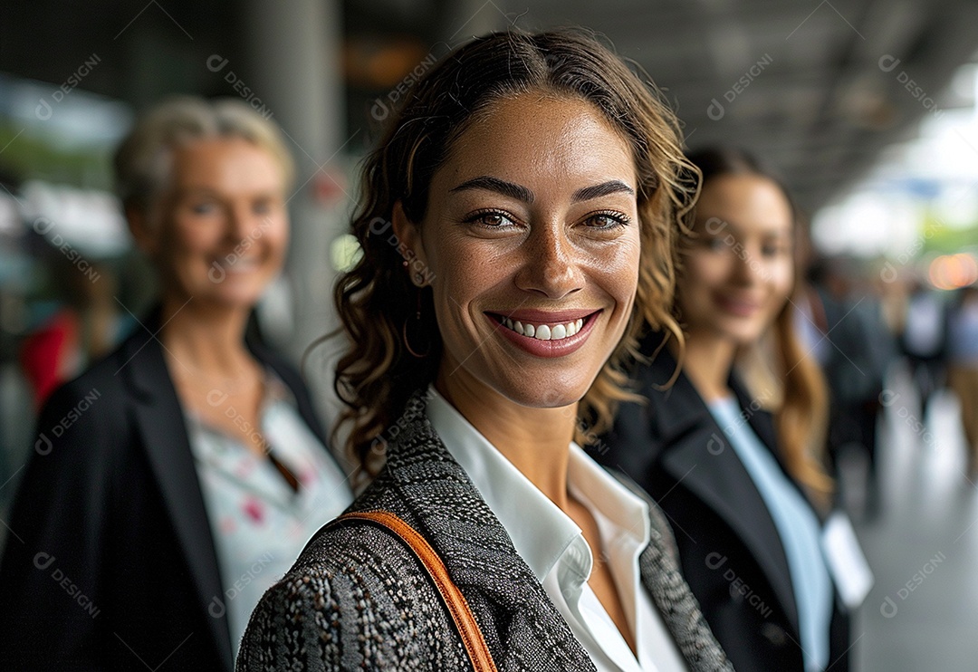 Mulheres empresárias sorridentes em trajes profissionais