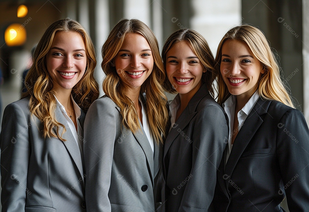 Mulheres empresárias sorridentes em trajes profissionais
