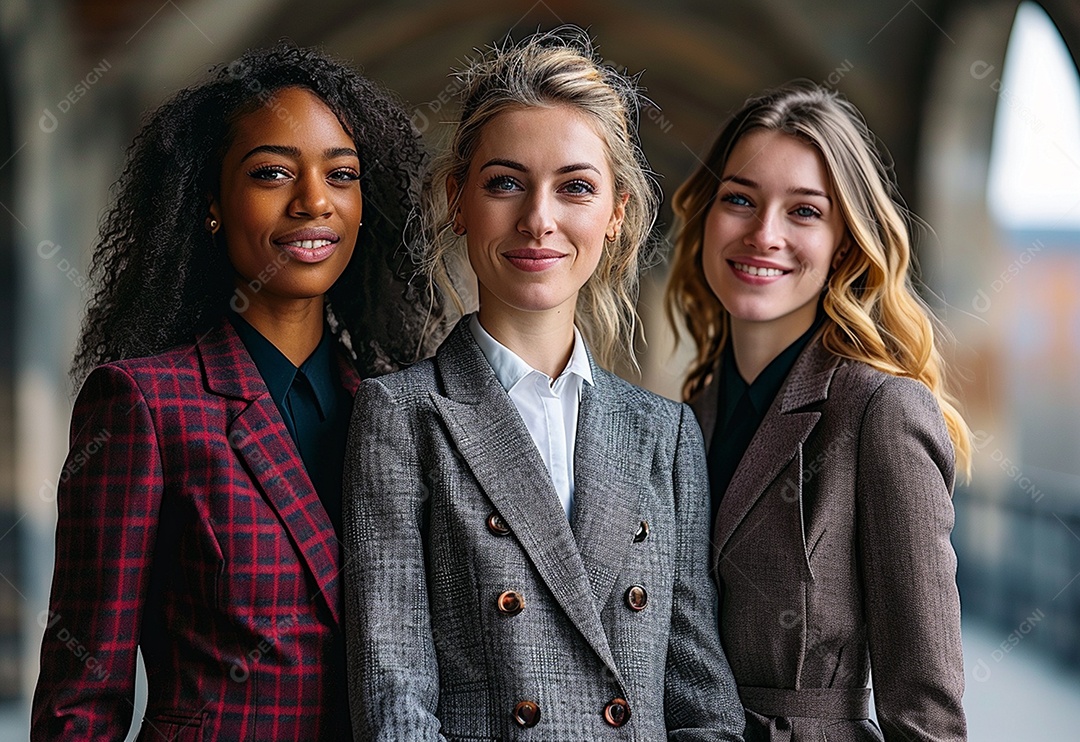 Mulheres empresárias sorridentes em trajes profissionais