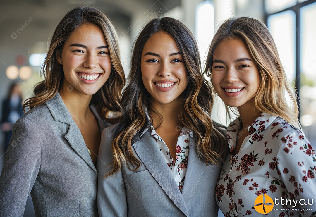 Mulheres empresárias sorridentes em trajes profissionais
