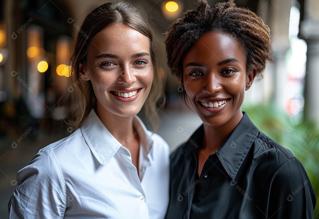 Mulheres empresárias sorridentes em trajes profissionais