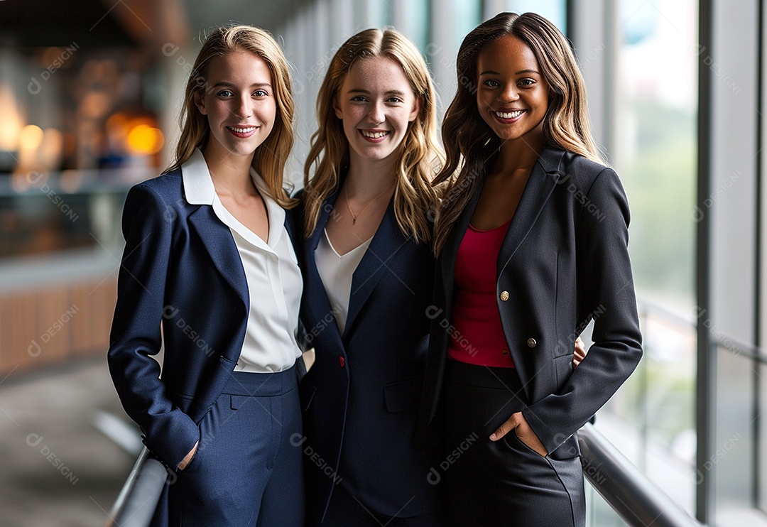 Mulheres empresárias sorridentes em trajes profissionais