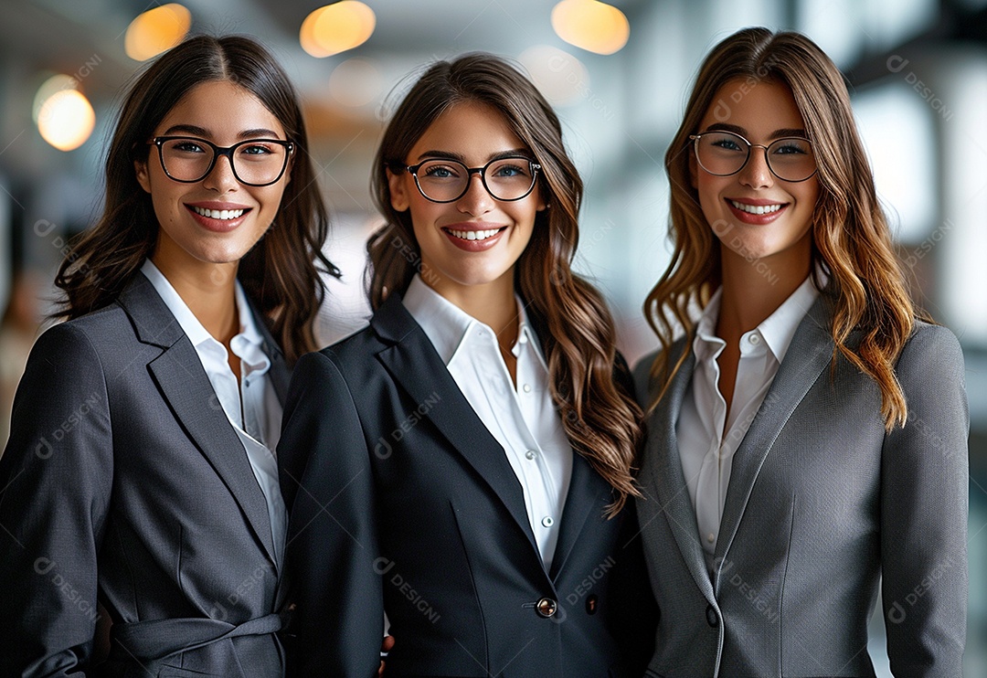 Mulheres empresárias sorridentes em trajes profissionais