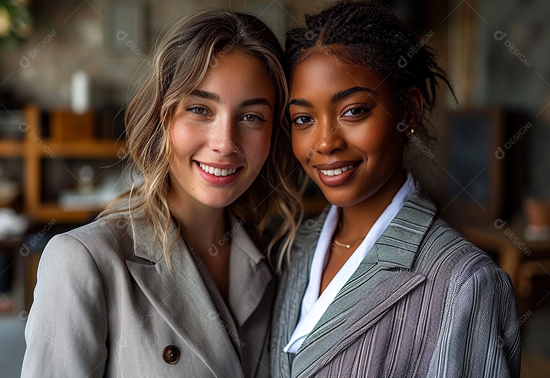 Mulheres empresárias sorridentes em trajes profissionais