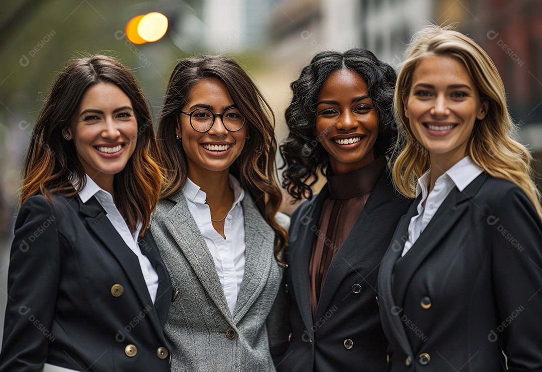 Mulheres empresárias sorridentes em trajes profissionais