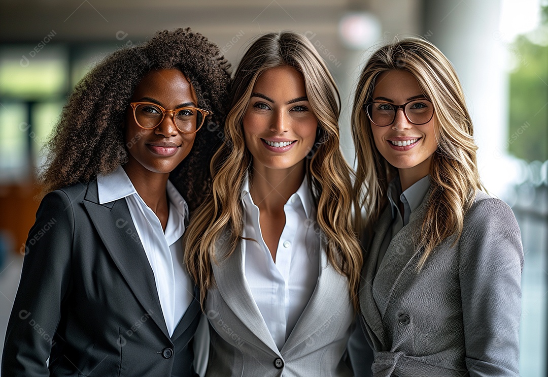 Mulheres empresárias sorridentes em trajes profissionais