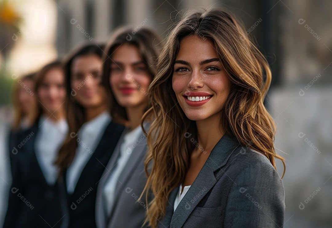 Mulheres empresárias sorridentes em trajes profissionais