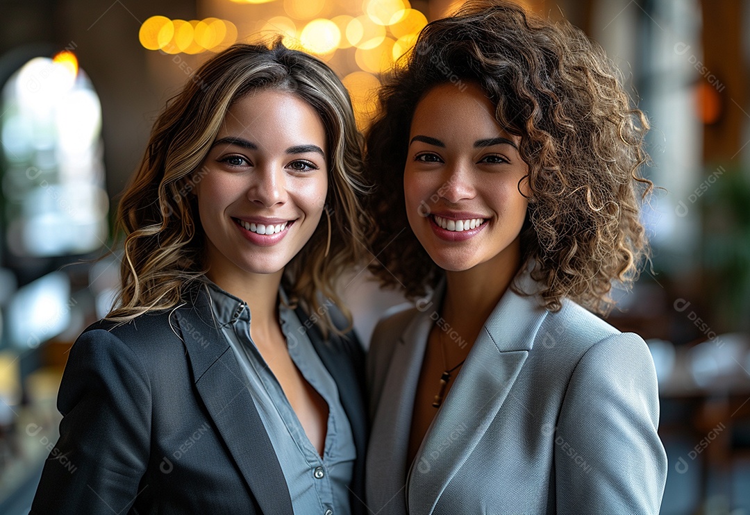 Mulheres empresárias sorridentes em trajes profissionais