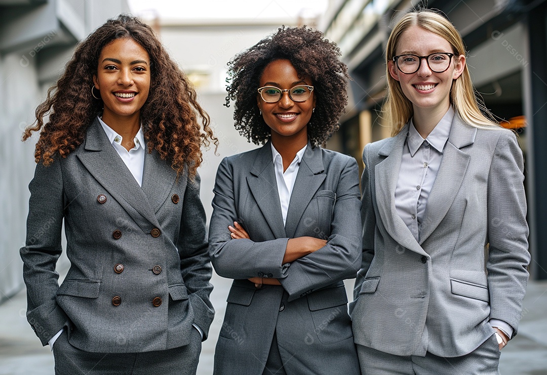 Mulheres empresárias sorridentes em trajes profissionais