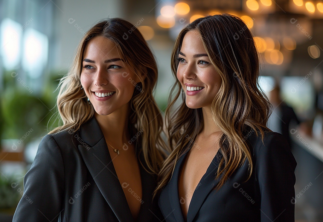 Mulheres empresárias sorridentes em trajes profissionais