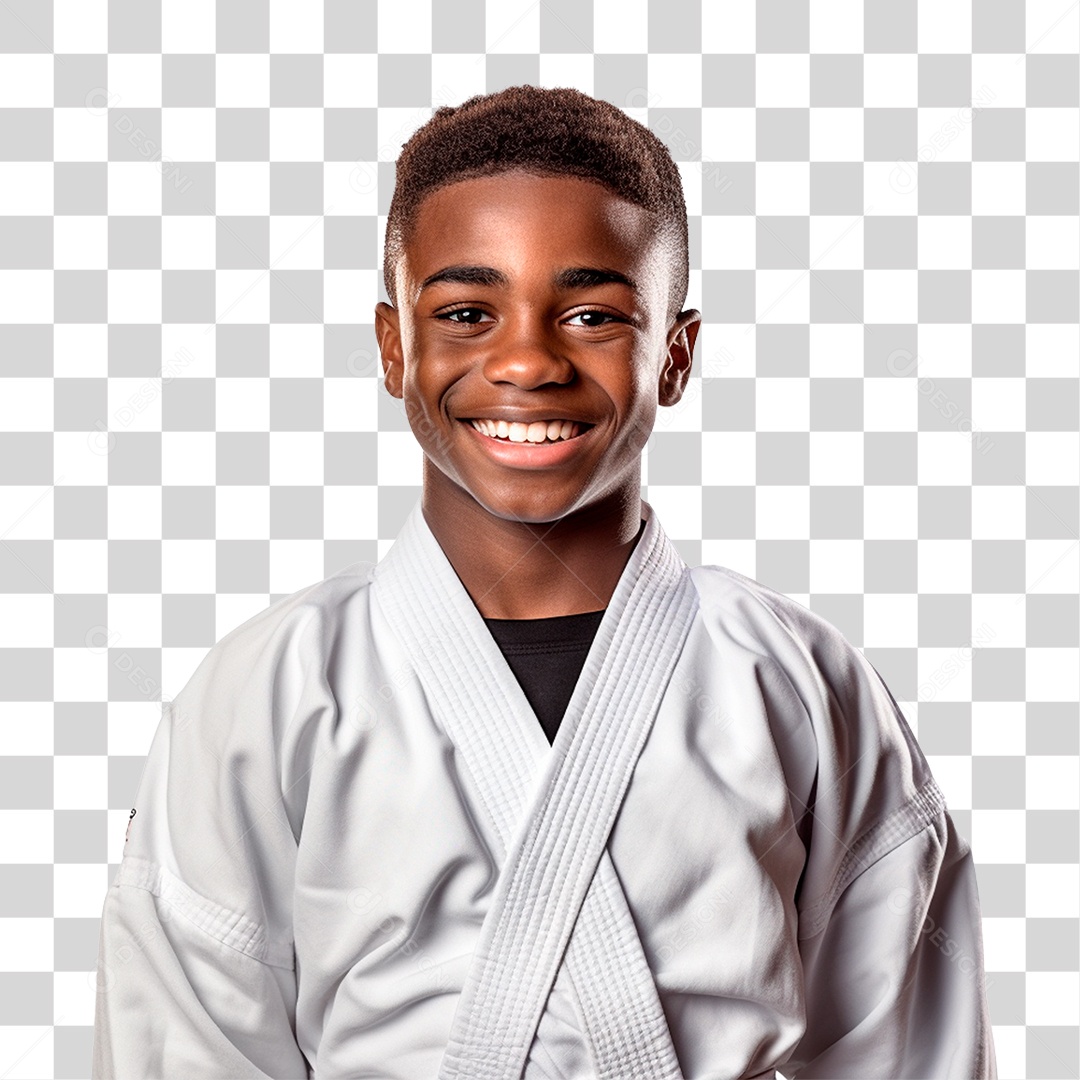 Menina com Roupa de Luta Judô PNG Transparente