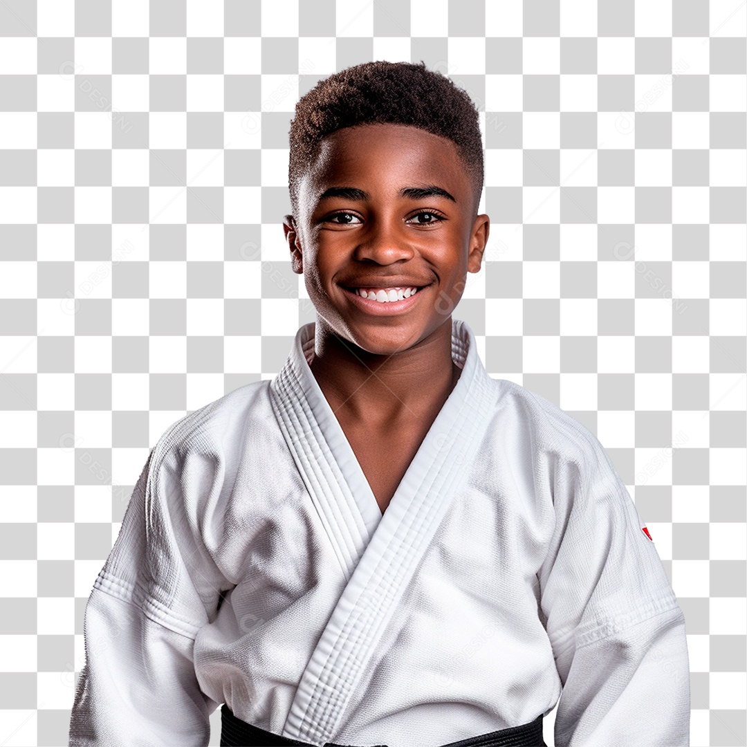 Menina com Roupa de Luta Judô PNG Transparente