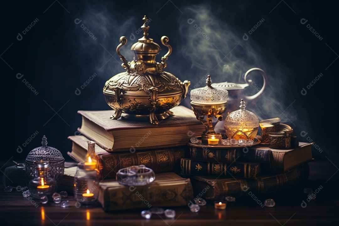 Pilha de criptomoedas em um baú sobre fundo escuro