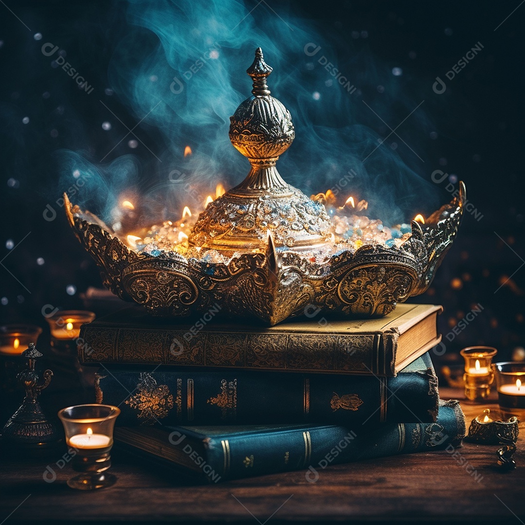 Pilha de criptomoedas em um baú sobre fundo escuro