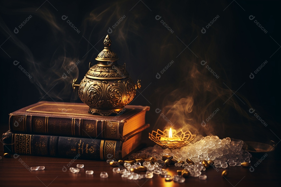 Pilha de criptomoedas em um baú sobre fundo escuro