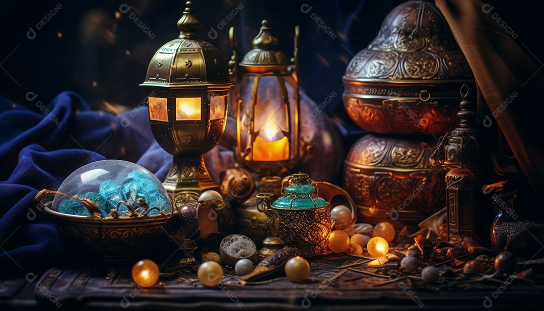 Pilha de criptomoedas em um baú sobre fundo escuro