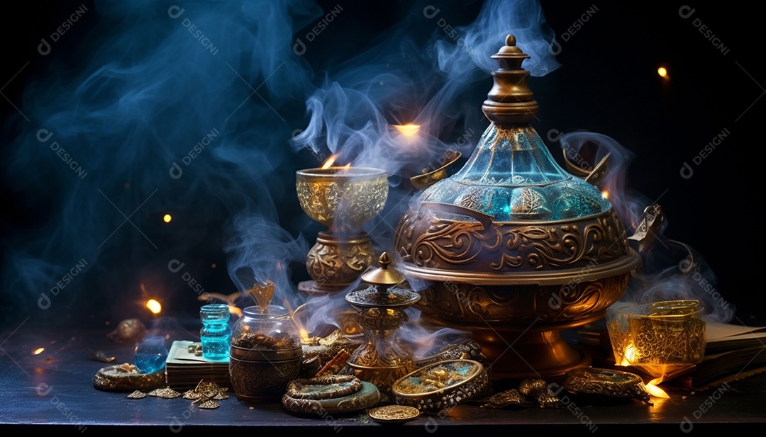 Pilha de criptomoedas em um baú sobre fundo escuro