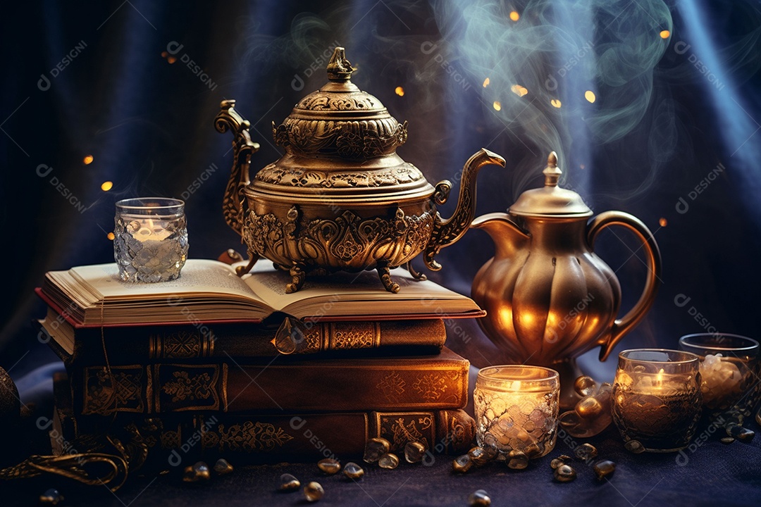 Pilha de criptomoedas em um baú sobre fundo escuro