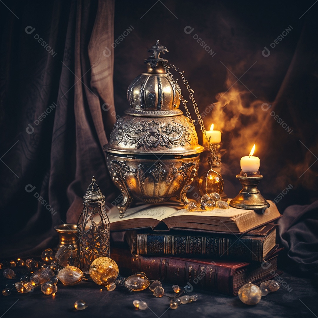 Pilha de criptomoedas em um baú sobre fundo escuro