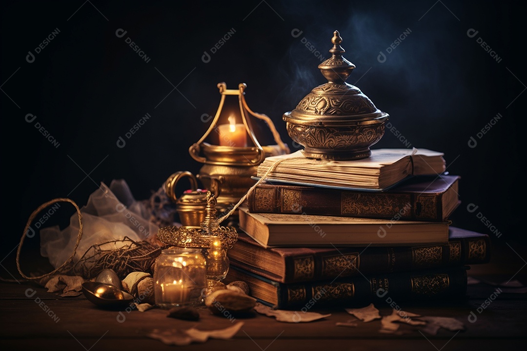 Pilha de criptomoedas em um baú sobre fundo escuro