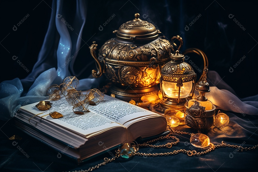 Pilha de criptomoedas em um baú sobre fundo escuro