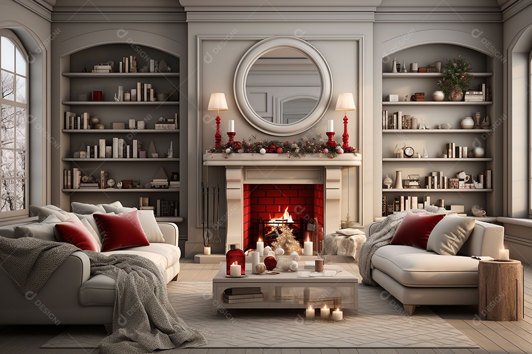 Sala de estar estilo 3D da pixar com estilo moderno e iluminação