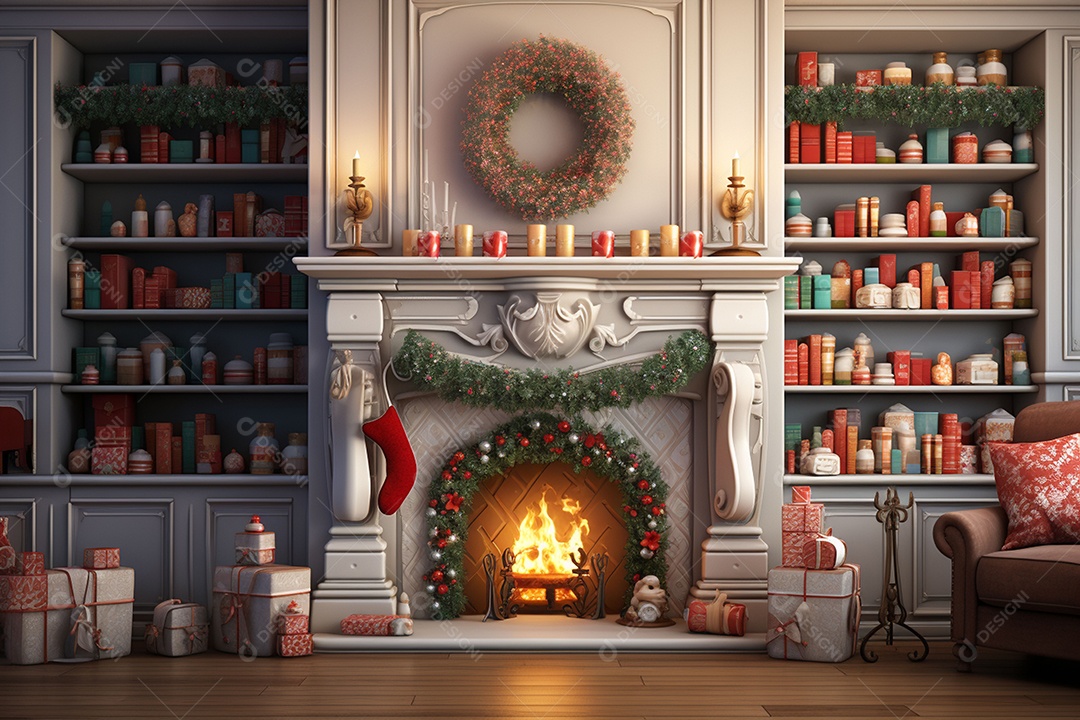 Sala de estar estilo 3D da pixar com estilo moderno e iluminação