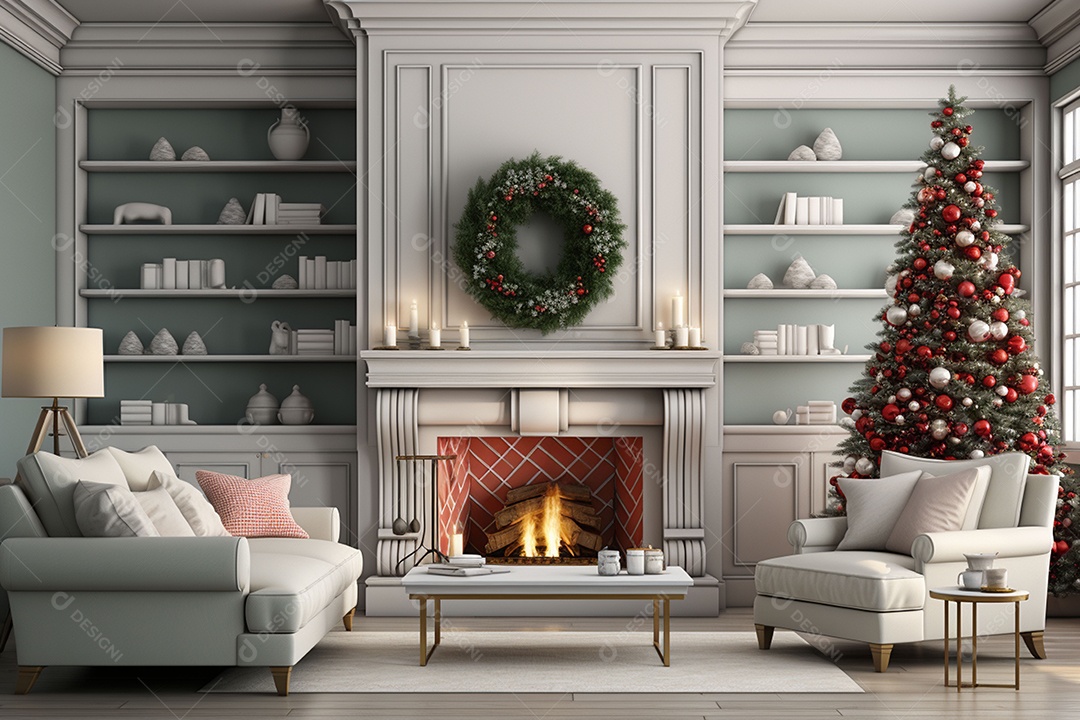 Sala de estar estilo 3D da pixar com estilo moderno e iluminação