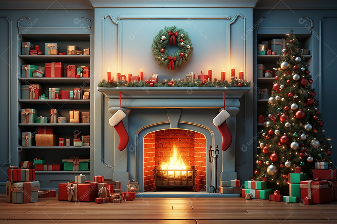 Sala de estar estilo 3D da pixar com estilo moderno e iluminação