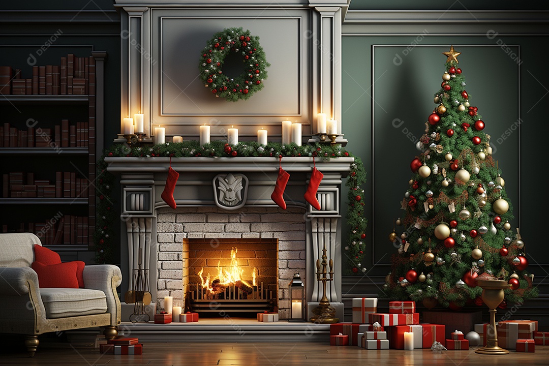 Sala de estar estilo 3D da pixar com estilo moderno e iluminação