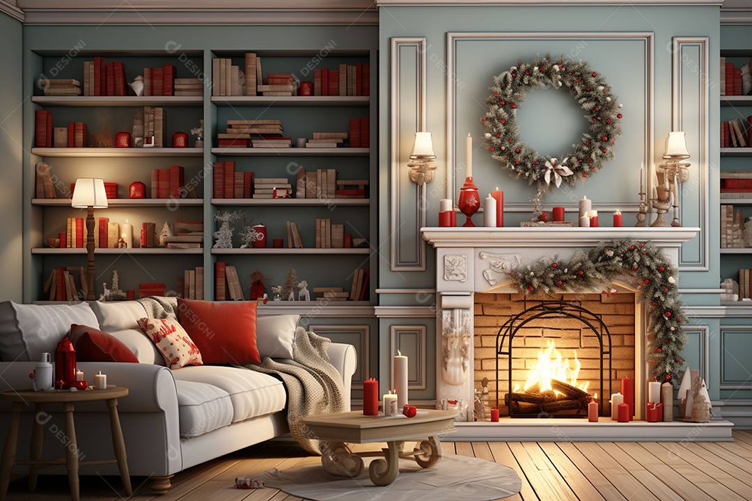 Sala de estar estilo 3D da pixar com estilo moderno e iluminação