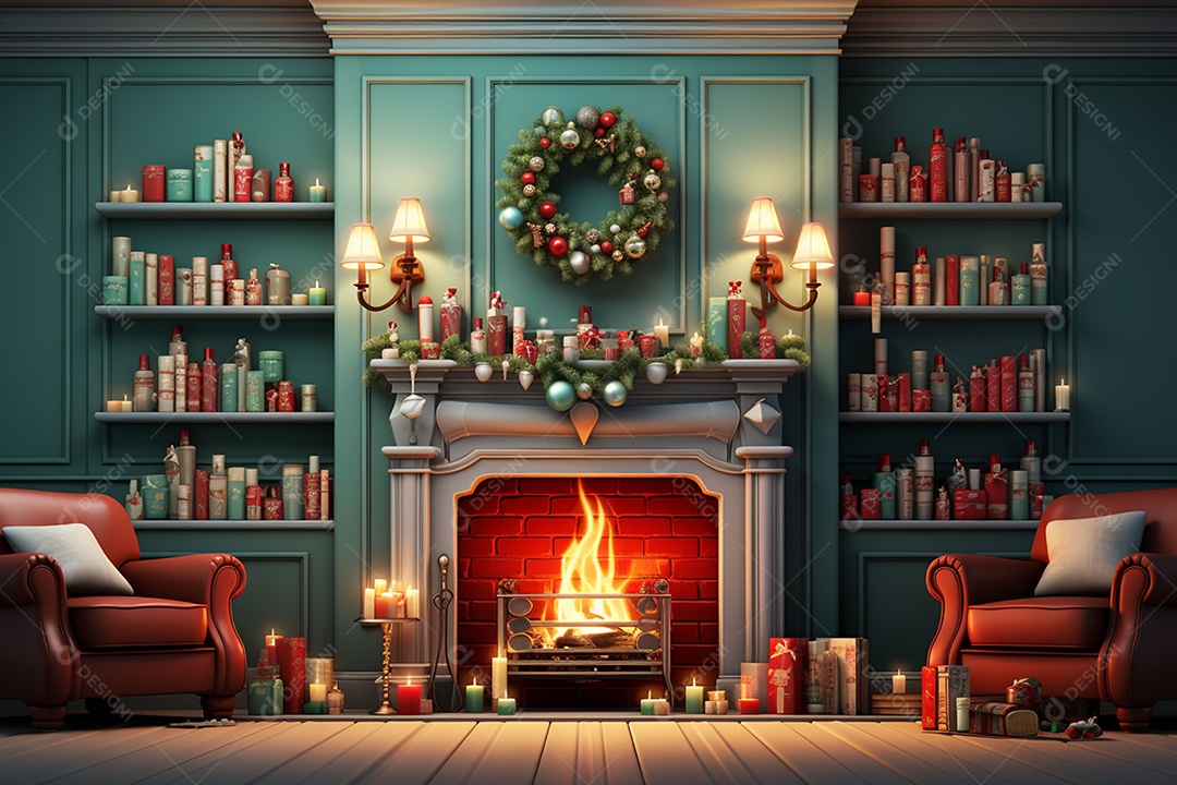 Sala de estar estilo 3D da pixar com estilo moderno e iluminação