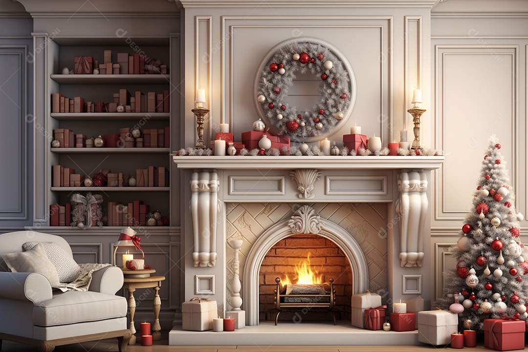 Sala de estar estilo 3D da pixar com estilo moderno e iluminação