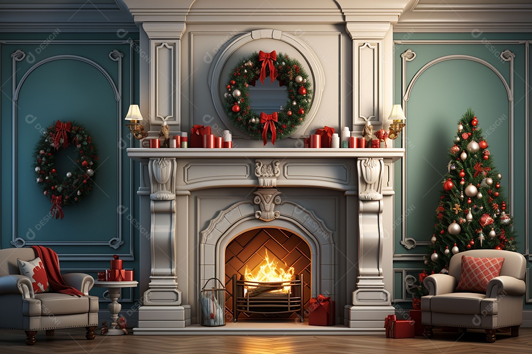 Sala de estar estilo 3D da pixar com estilo moderno e iluminação