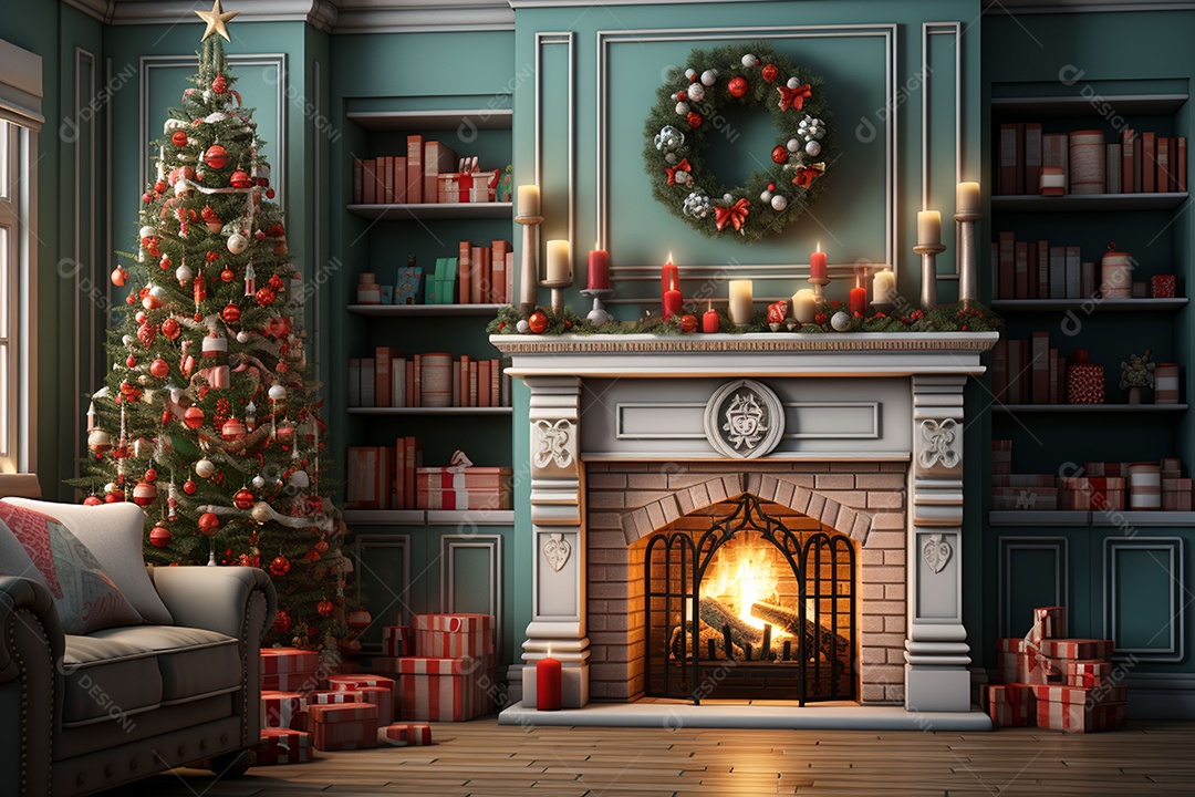 Sala de estar estilo 3D da pixar com estilo moderno e iluminação