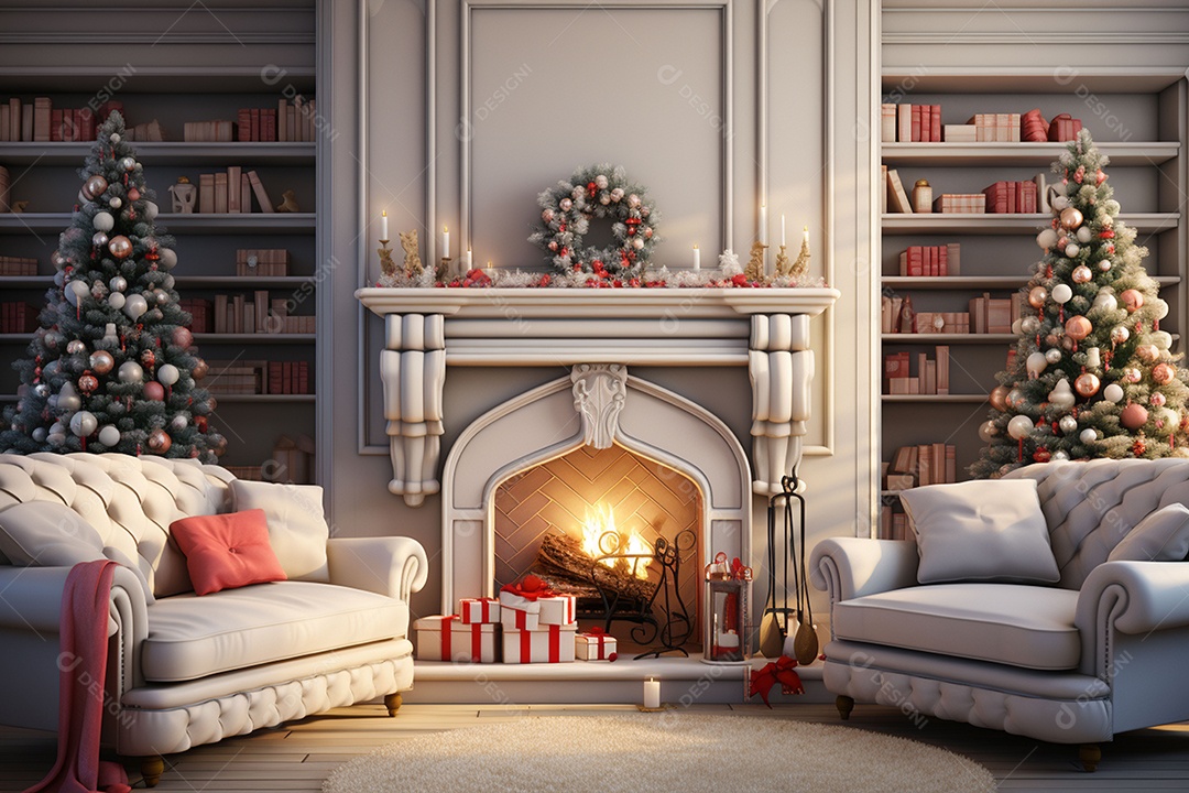 Sala de estar estilo 3D da pixar com estilo moderno e iluminação