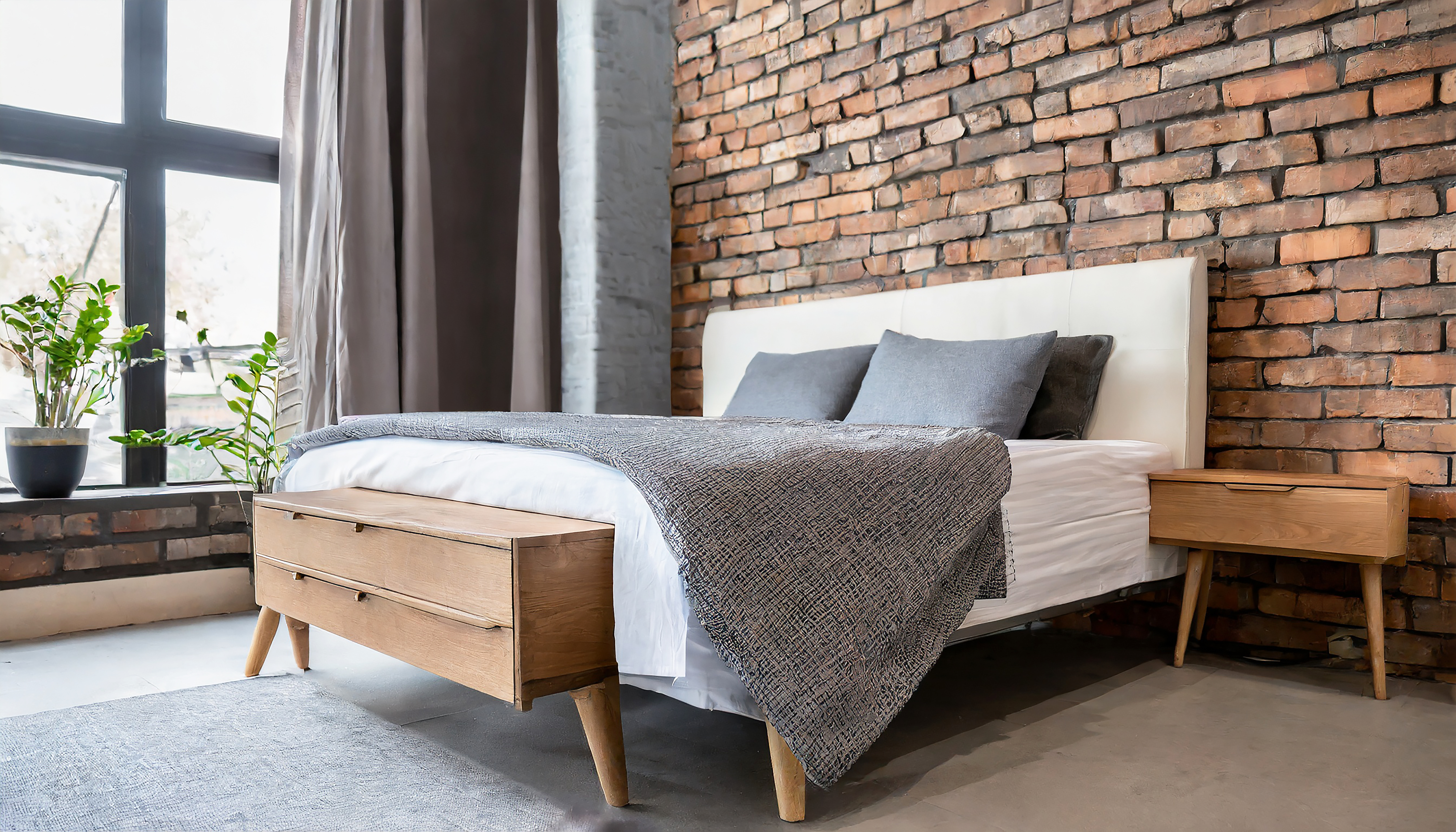 Interior moderno do quarto bege