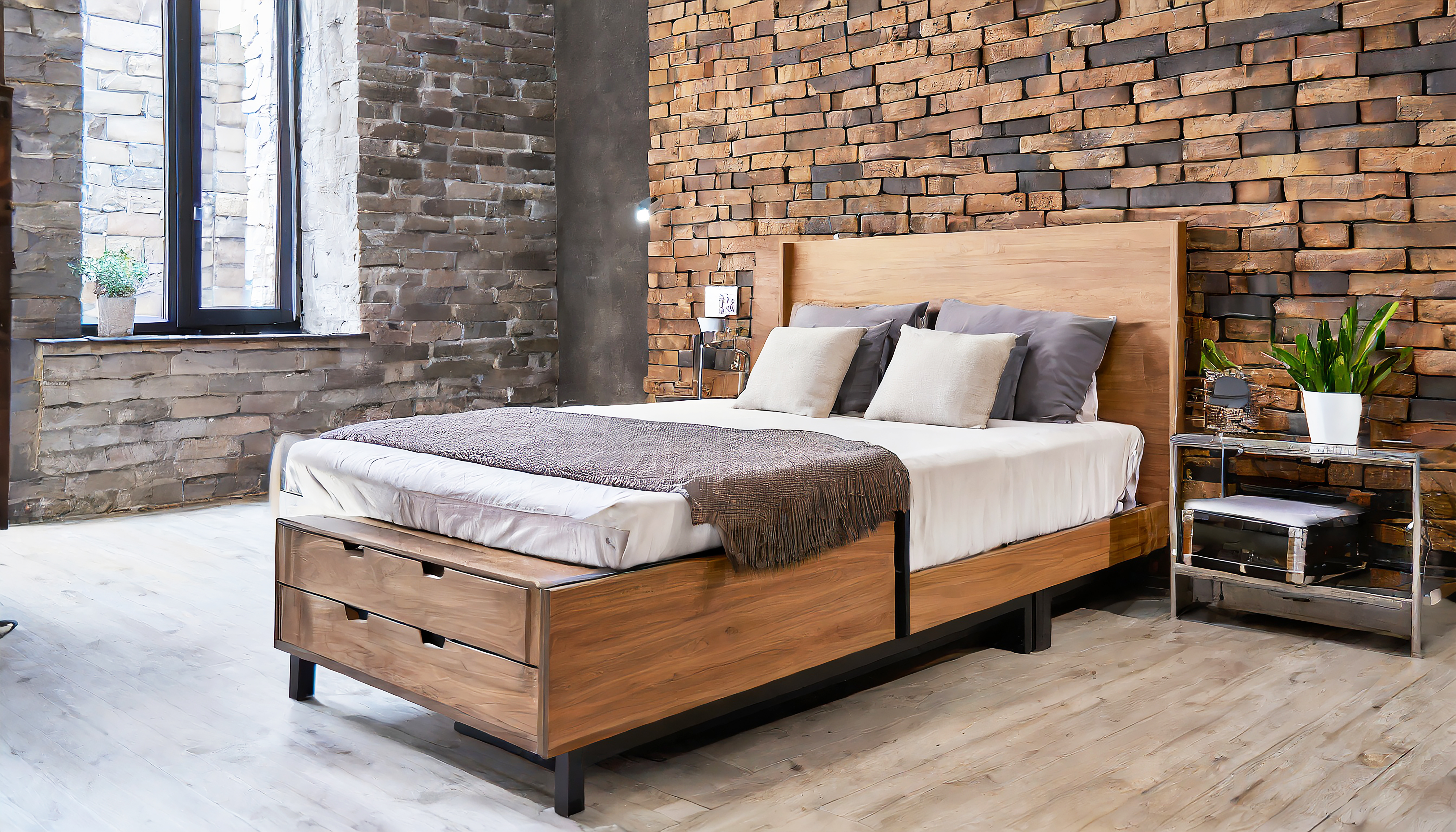 Interior moderno do quarto bege