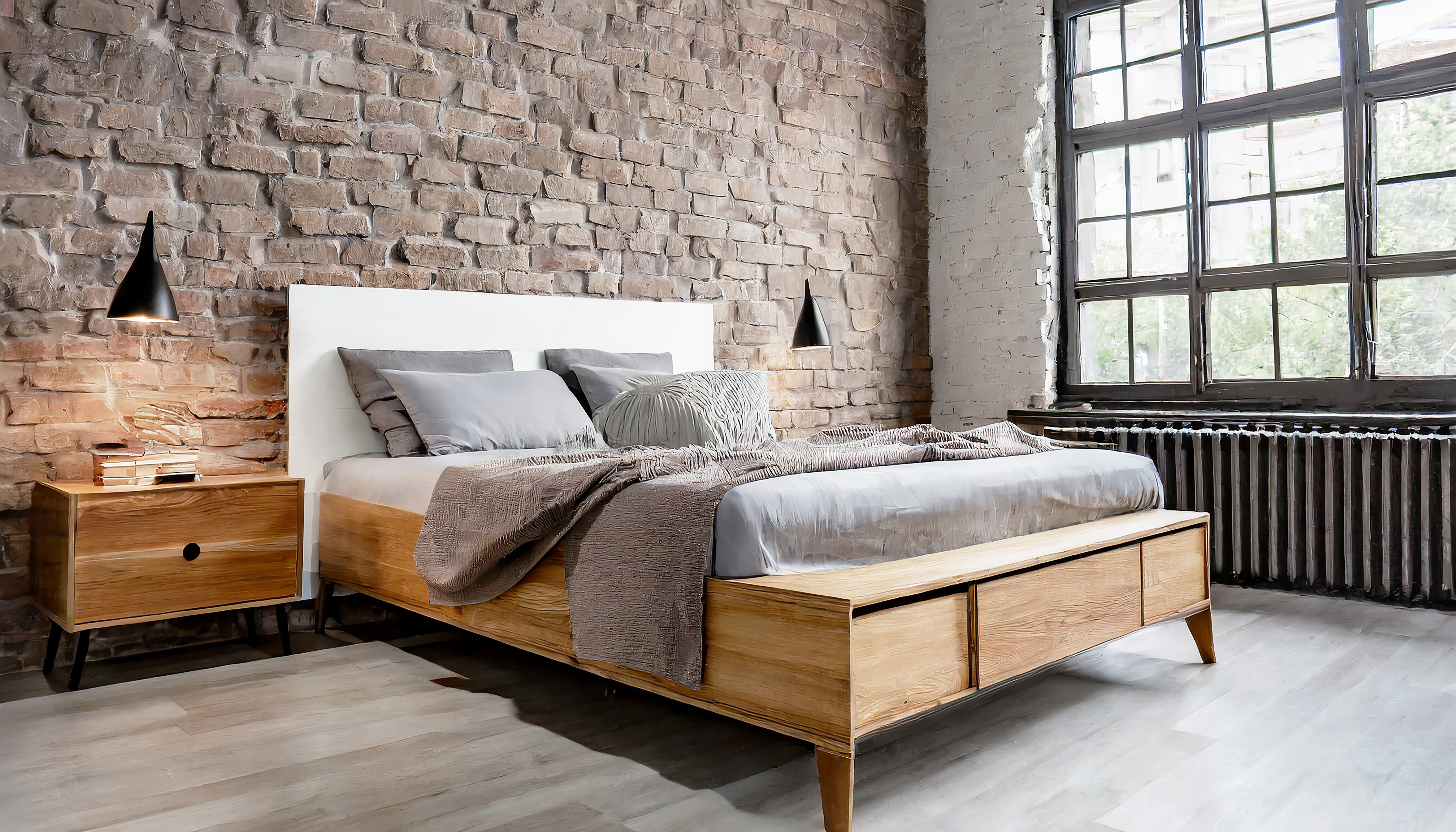 Interior moderno do quarto bege