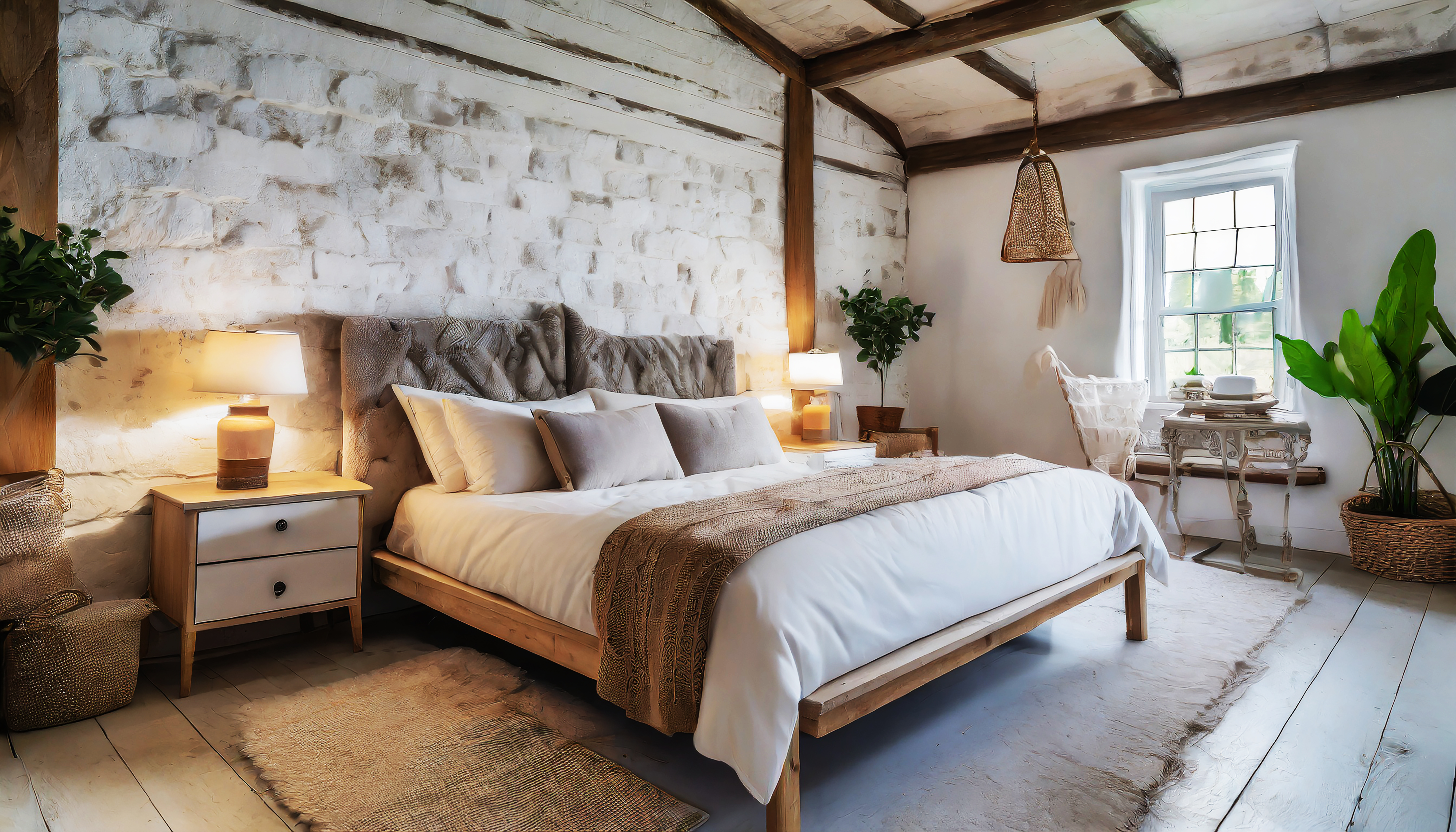 Interior moderno do quarto bege