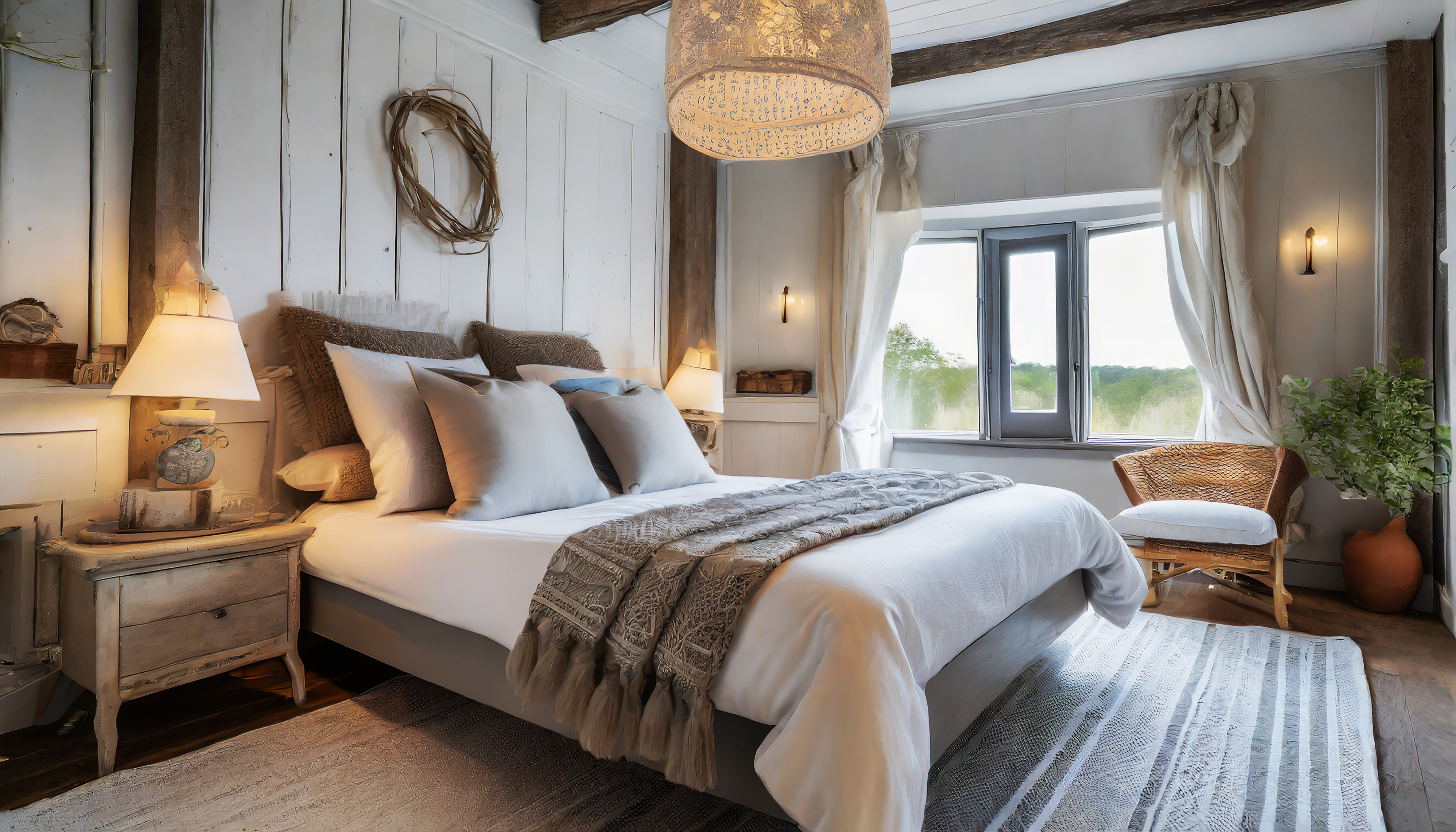 Interior moderno do quarto bege