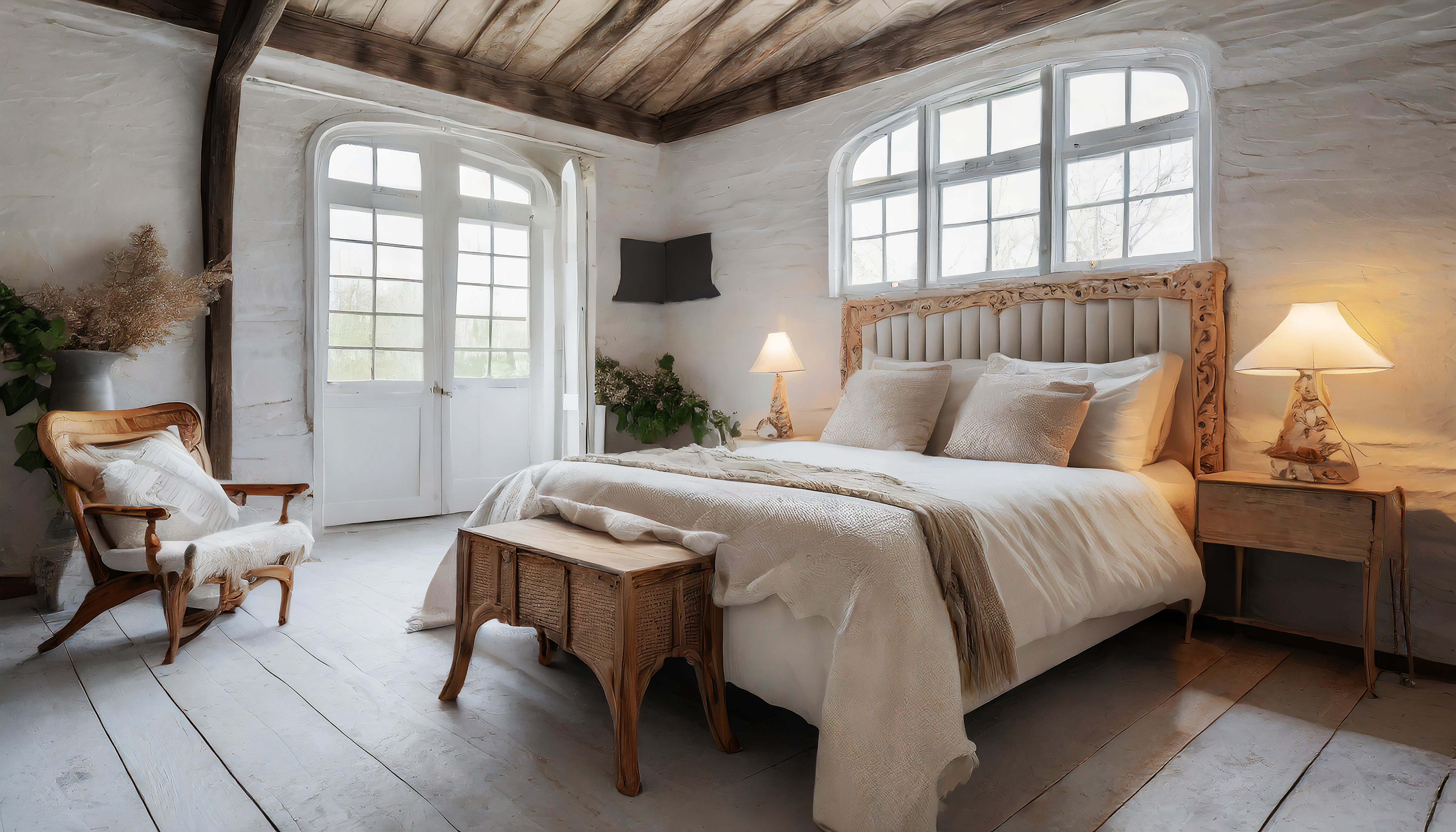 Interior moderno do quarto bege