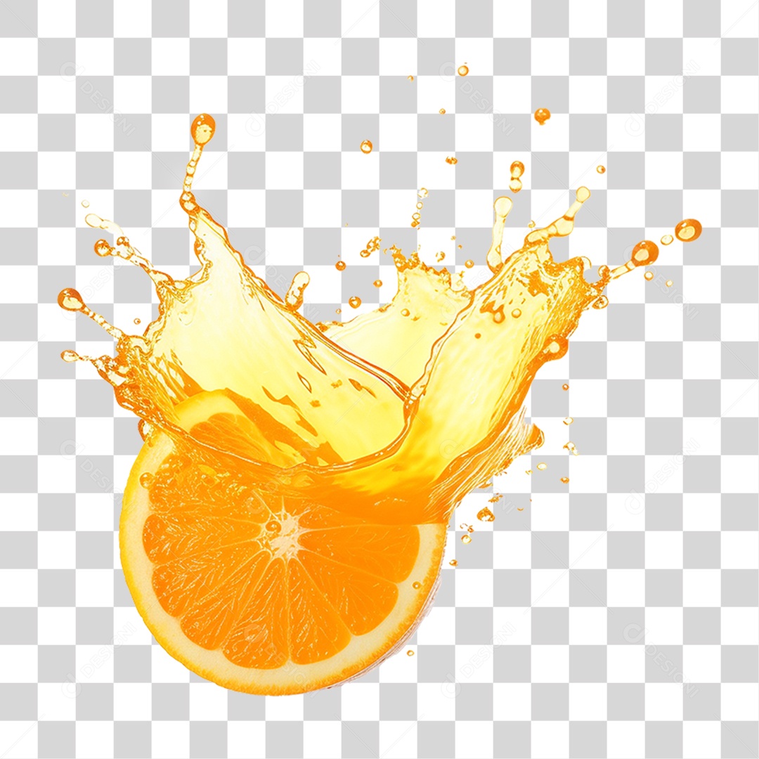 Suco de Laranja Frutas Splash PNG Transparente