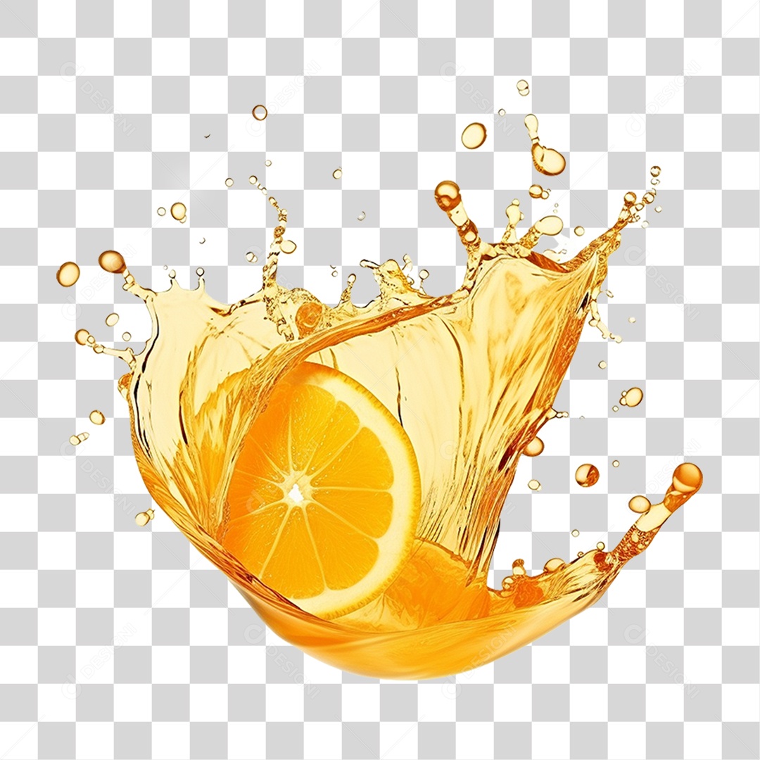 Suco de Laranja Frutas Splash PNG Transparente