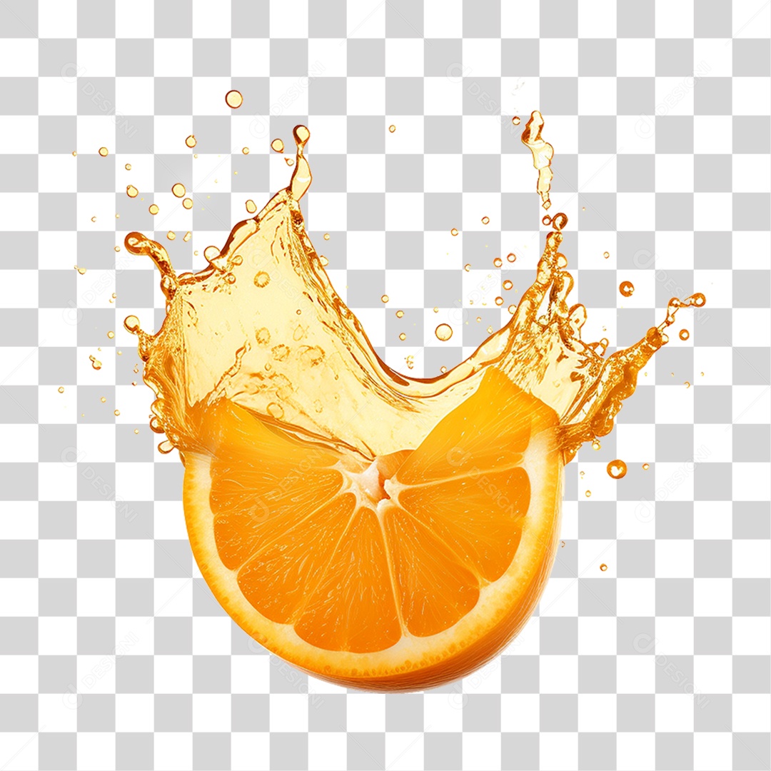 Suco de Laranja Frutas Splash PNG Transparente