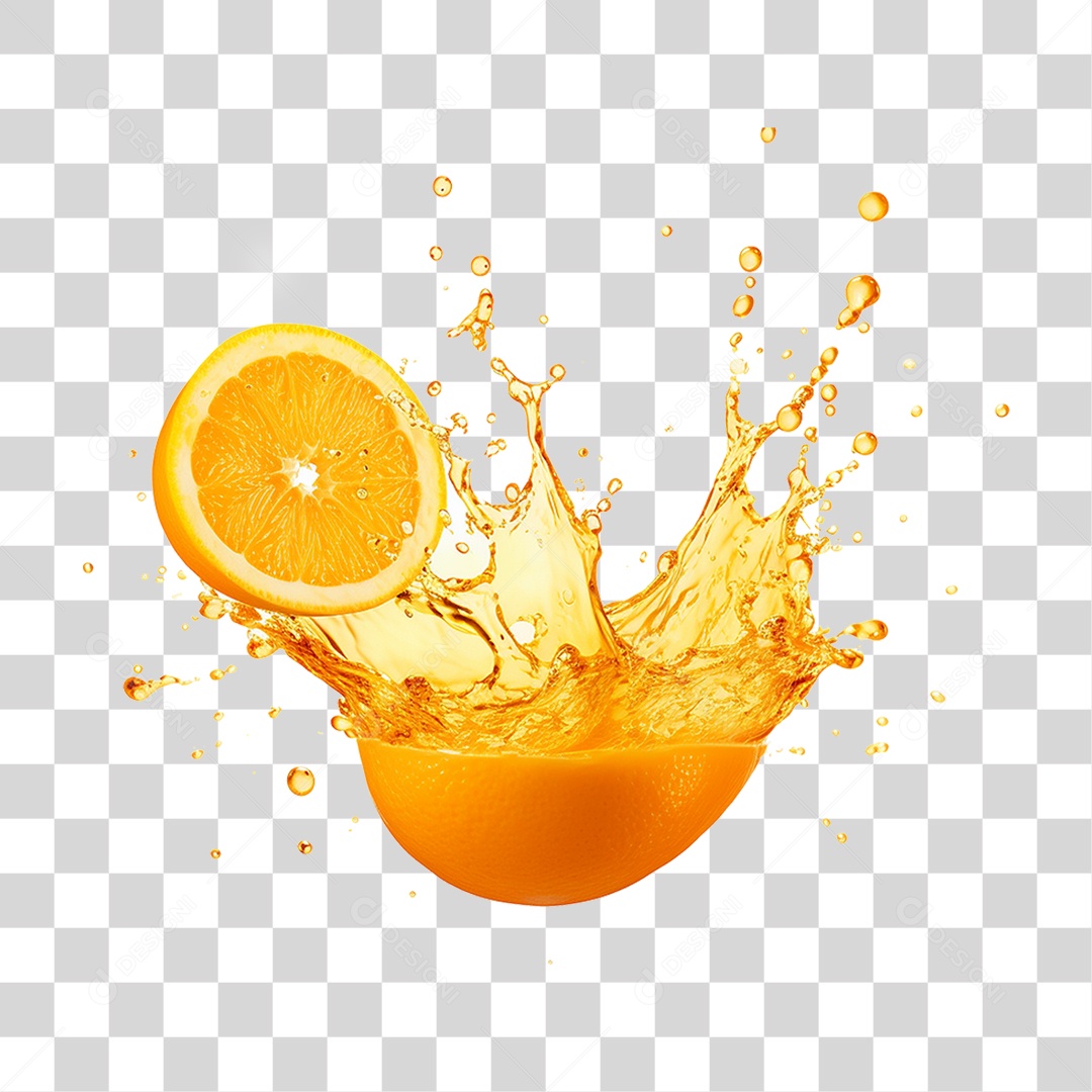 Suco de Laranja Frutas Splash PNG Transparente